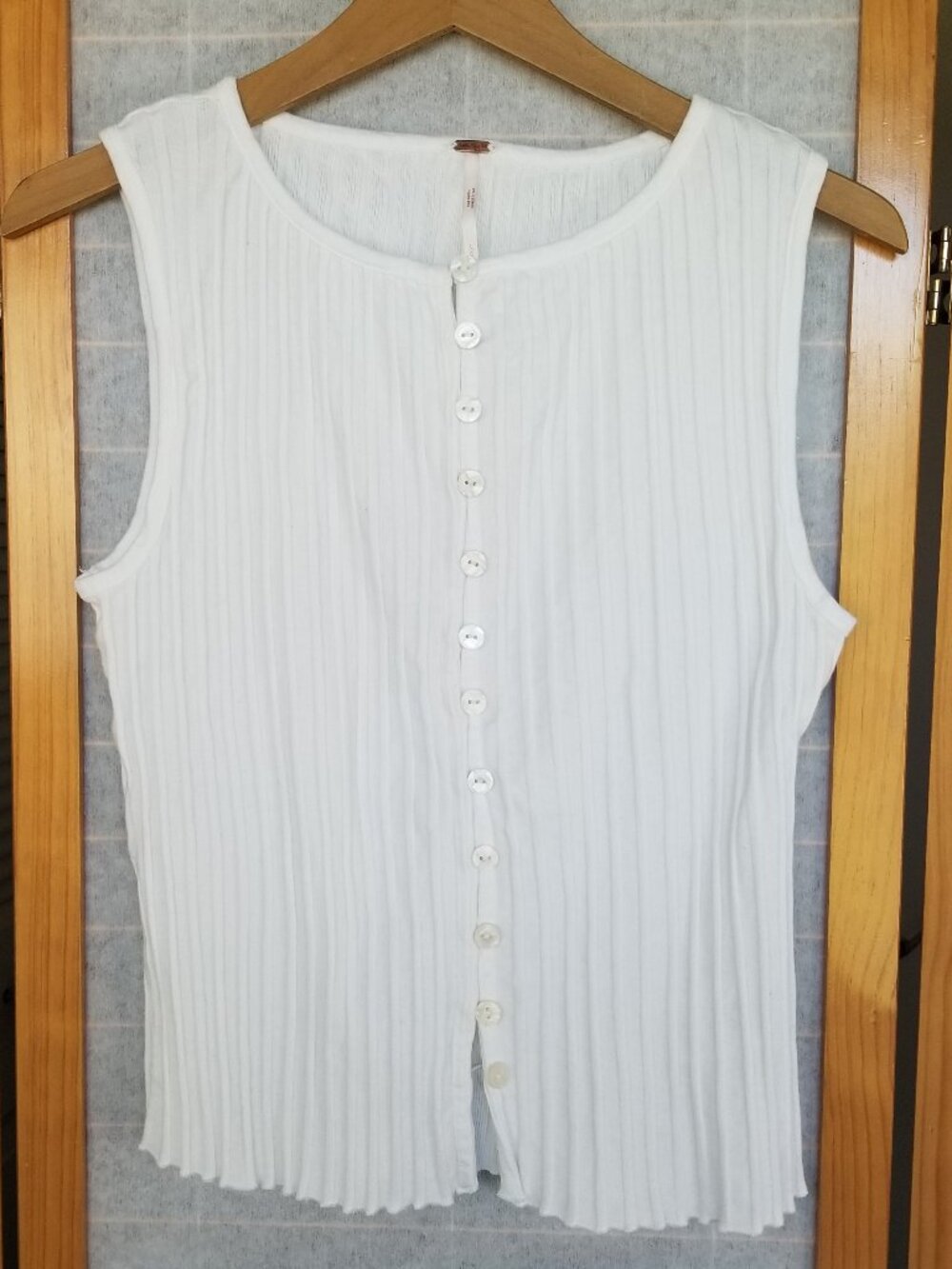 Free People Tilly Vest Top Ribbed Button Up Ivory Size Large